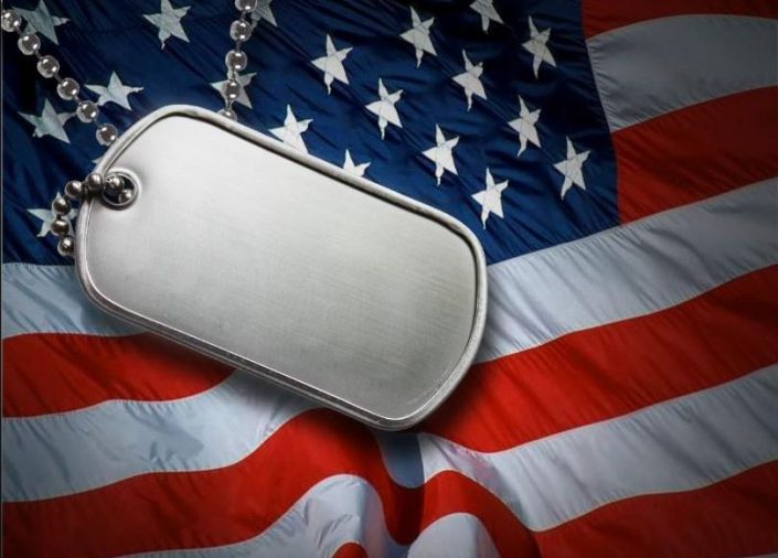 military tags with flag