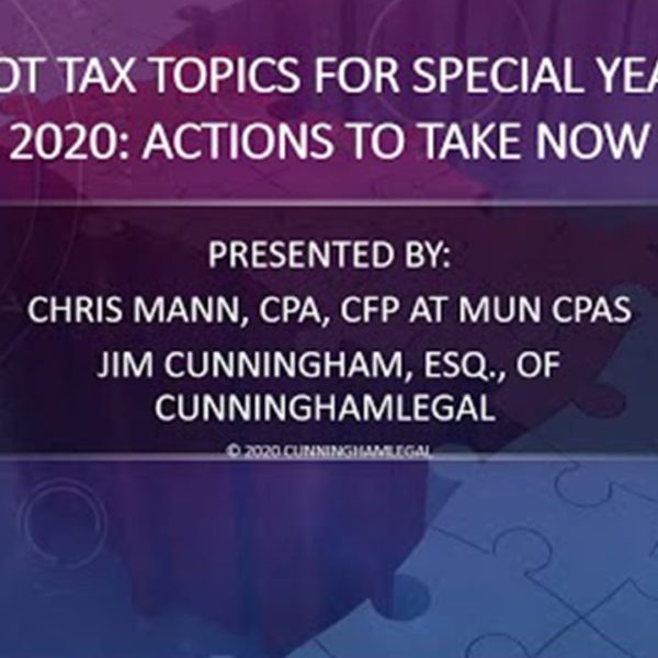 Hot Tax Topics and Estate Planning in 2020: Take Action NOW